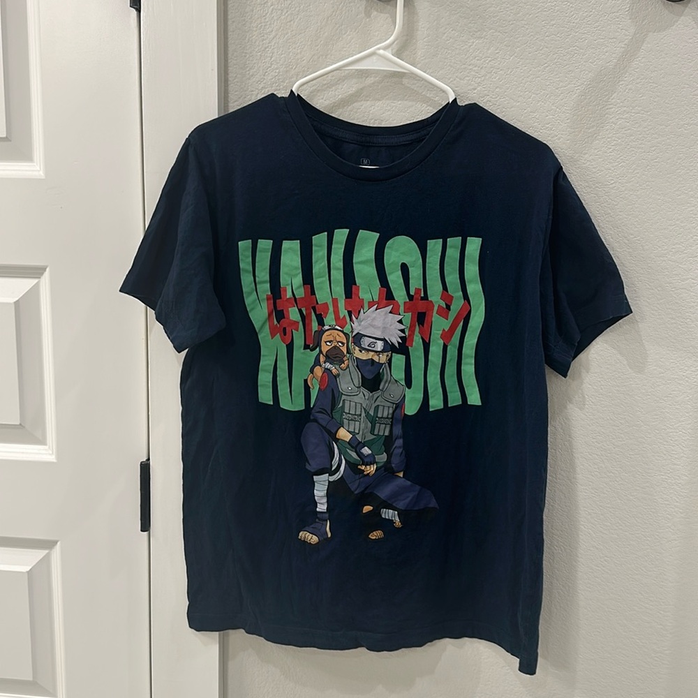 EUC Naruto Kakashi Graphic Screen Tee Short Sleeve T- Shirt Size M Medium